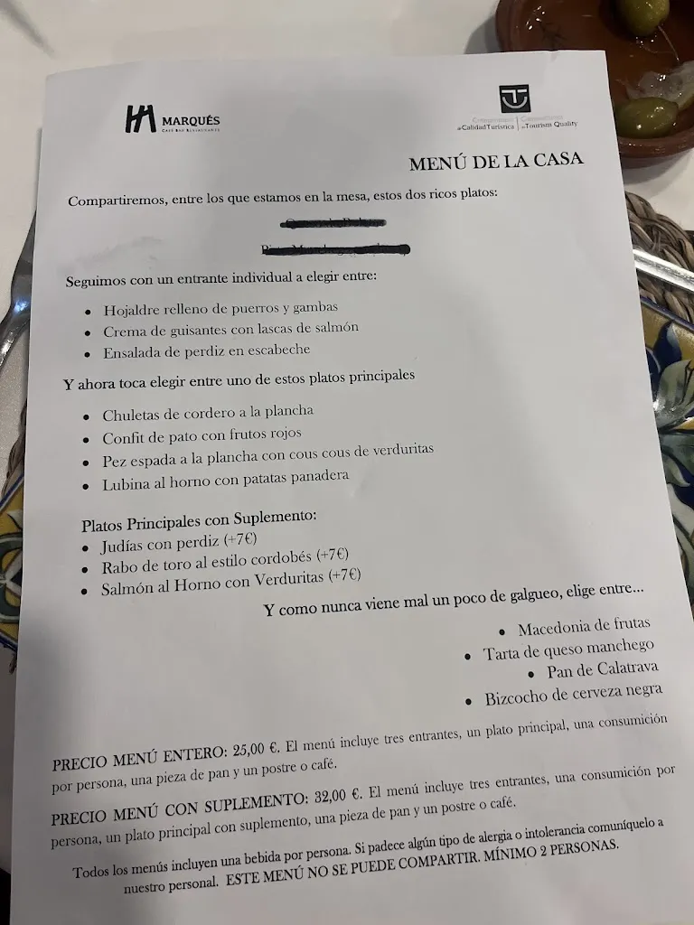 Menu_MARQUÉS Café Bar Restaurante_Almagro_image_2