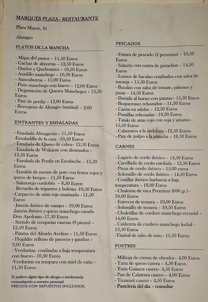 Menu_MARQUÉS Café Bar Restaurante_Almagro_image_3