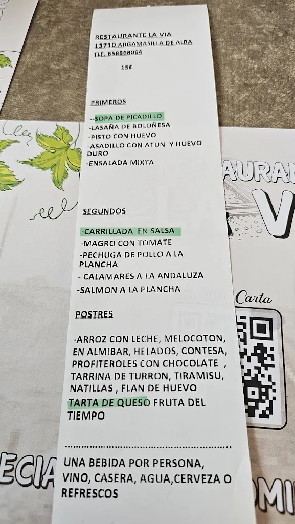 Menu_Bar Restaurante La Vía_Argamasilla de Alba_image_1