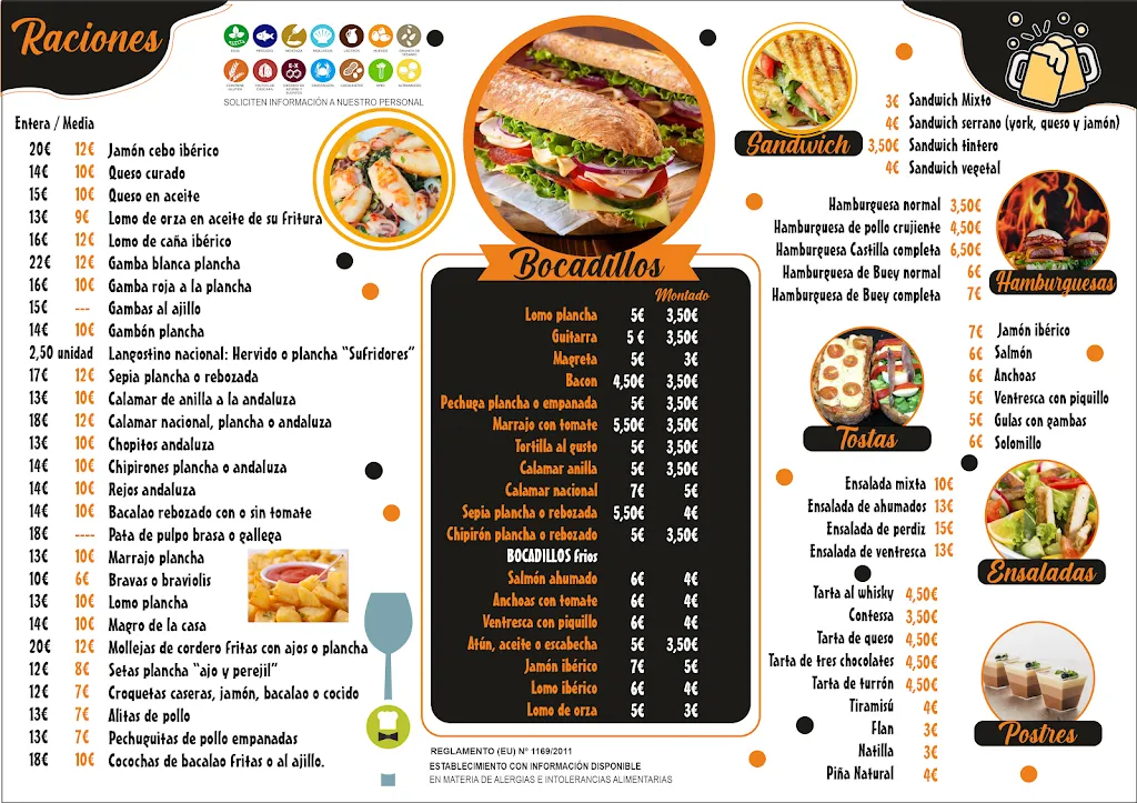 Menu_Bar cerveceria castilla_Bolaños de Calatrava_image_2