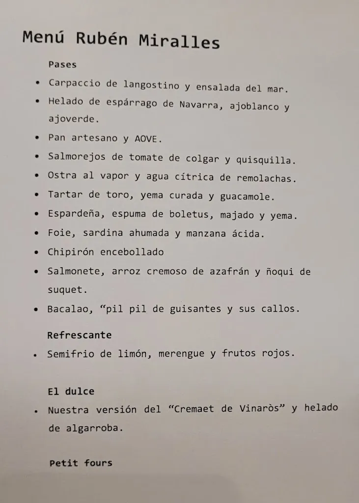Menu_Rubén Miralles restaurant._Vinaròs_image_1