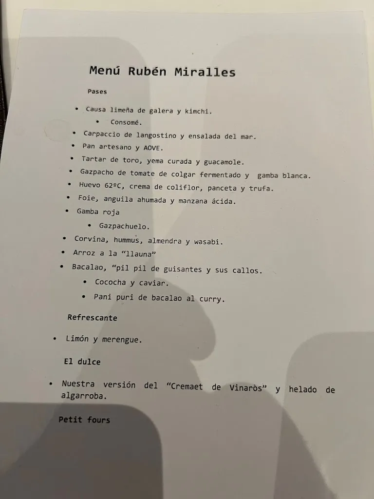 Menu_Rubén Miralles restaurant._Vinaròs_image_3