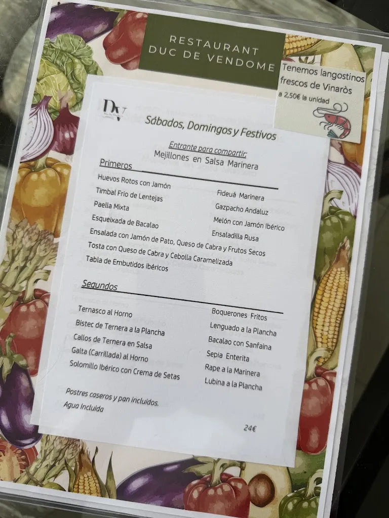 Menu_Duc De Vendôme Restaurant | restaurants in Vinaròs_Vinaròs_image_1