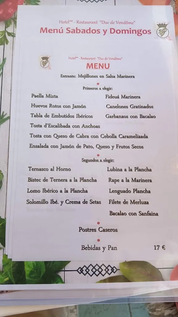 Menu_Duc De Vendôme Restaurant | restaurants in Vinaròs_Vinaròs_image_3