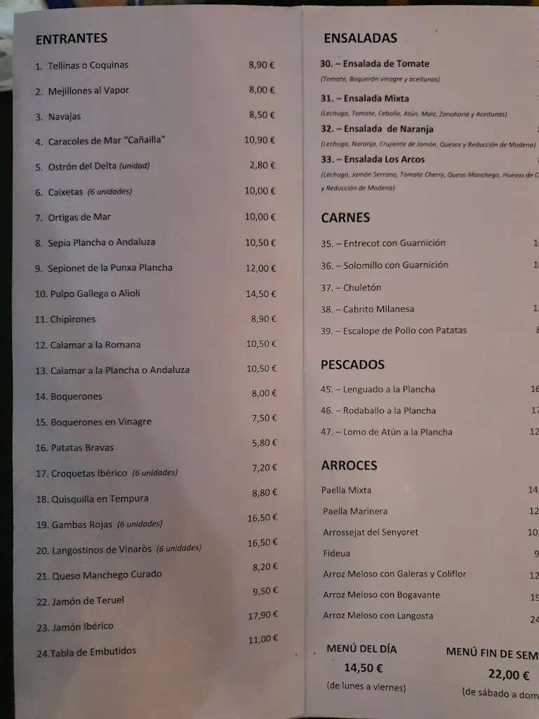 Menu_Restaurante Los ARCOS_Vinaròs_immagine_3