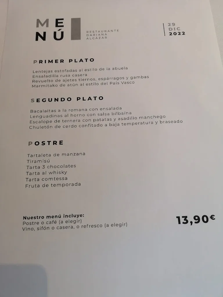 Menü_Restaurante Dariana Alcázar_Alcázar de San Juan_Bild_4