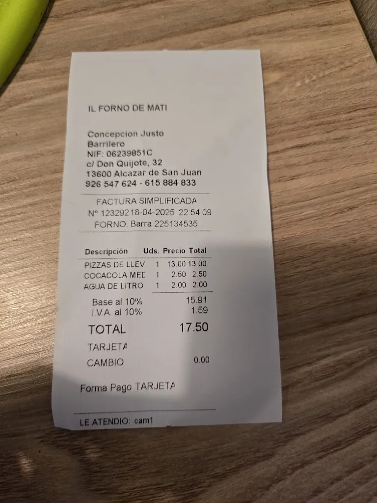 Juan Hernandez_Pizzería IL FORNO DE MATI_Alcázar de San Juan_review