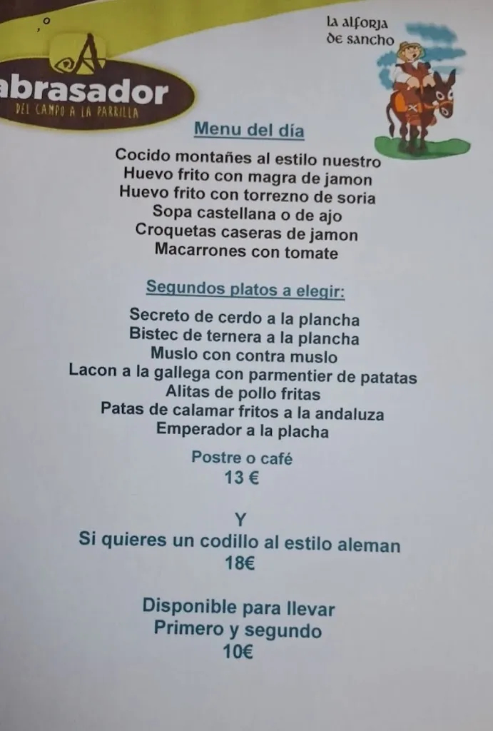 Menu_Restaurante Abrasador Alforja de Sancho_Campo de Criptana_image_1