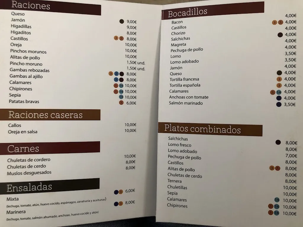 Menu_Bar Rafa’s_Campo de Criptana_image_1