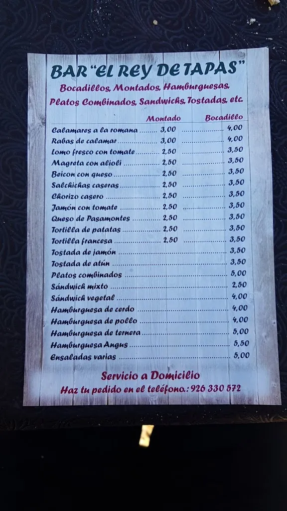 Menu_King of Tapas_Moral de Calatrava_image_1