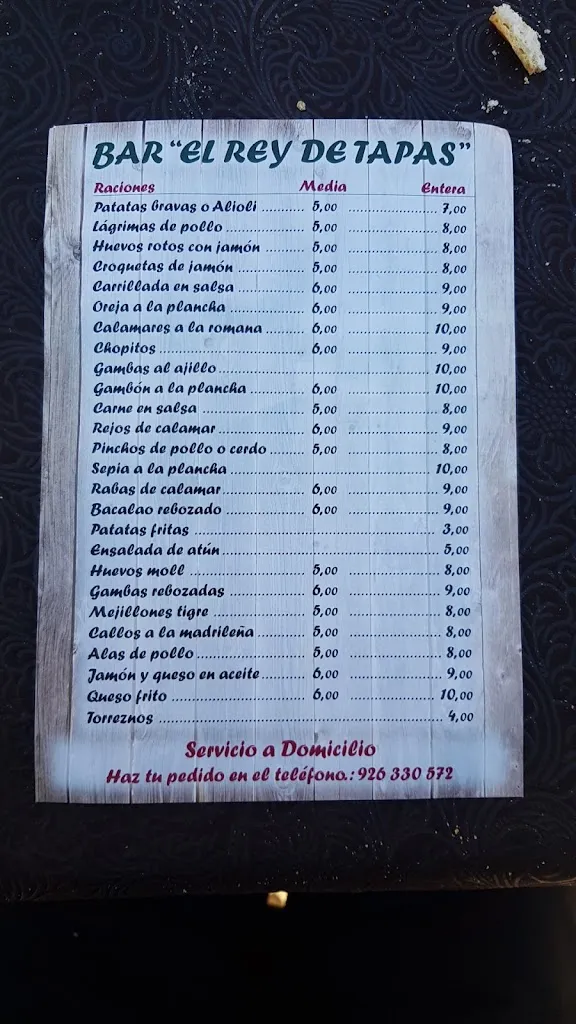 Menu_King of Tapas_Moral de Calatrava_image_2
