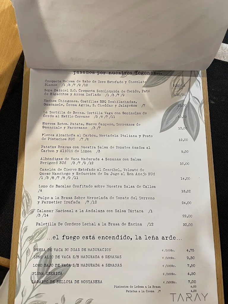 Menu_Restaurante TARAY X Miguel Jiménez_Daimiel_image_1