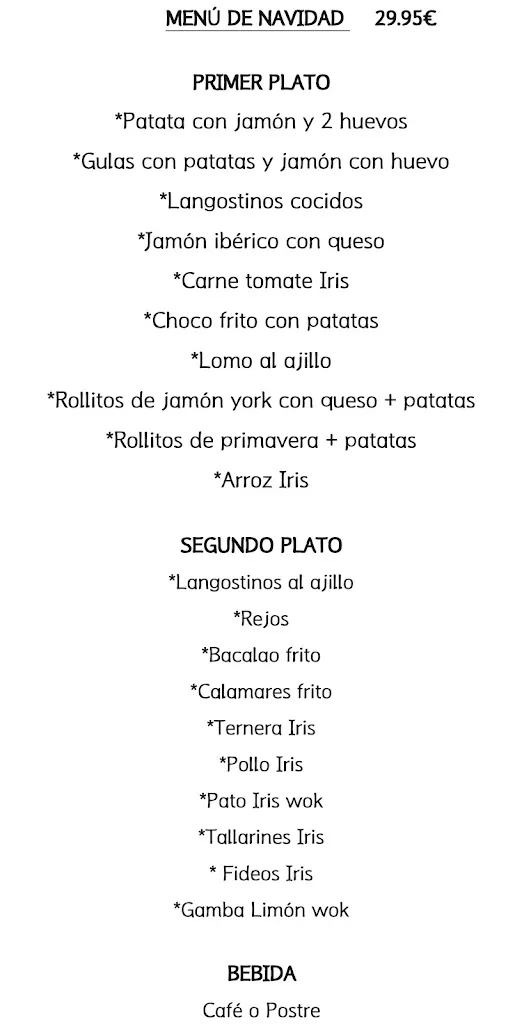 Menu_Bar Restaurante Iris_Puertollano_immagine_1