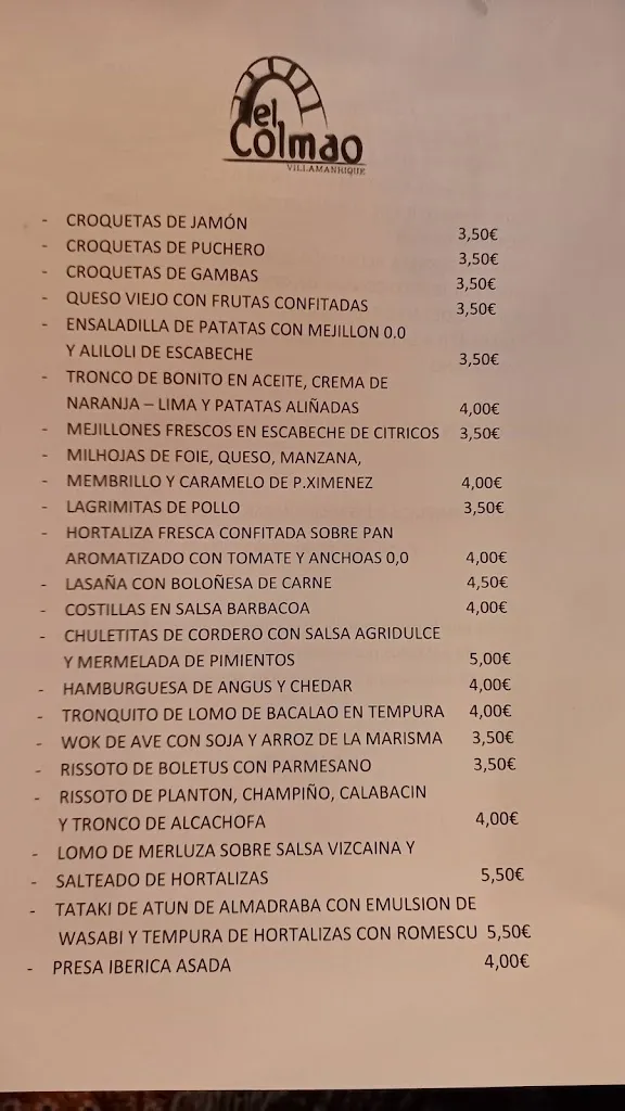Menu_Bar El Colmao Villamanrique_Villamanrique_image_1