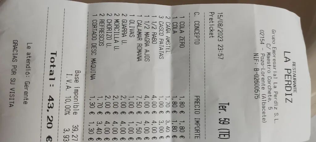 Menu_Bar Restaurante La Perdiz._Pozo-Lorente_image_1