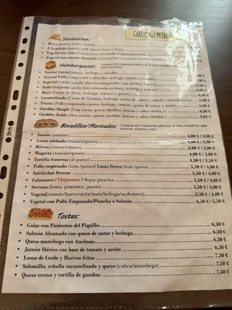 Menu_Cafetería Restaurante Petru's_Villarta de San Juan_image_3
