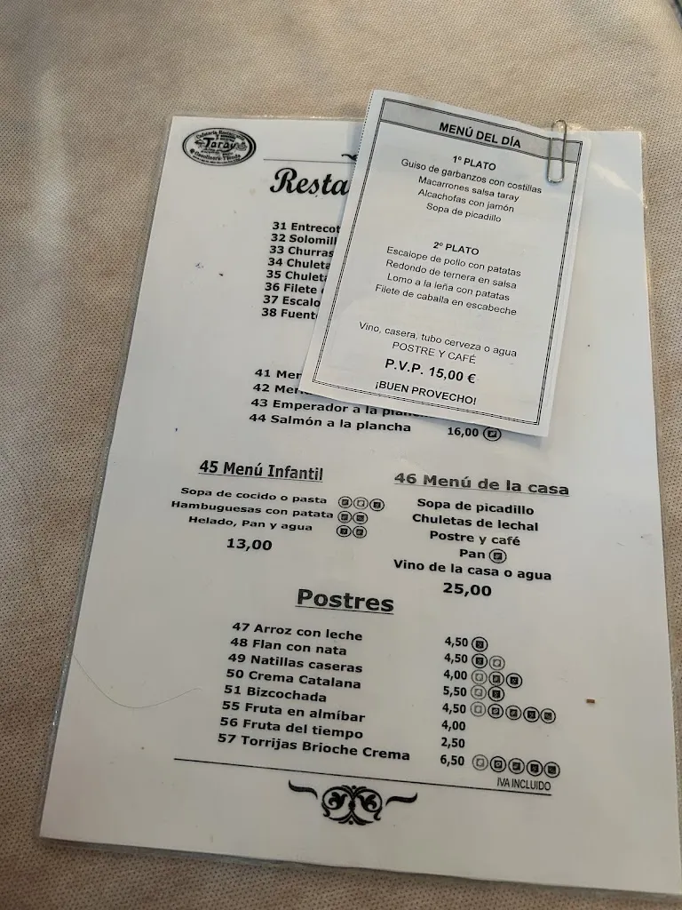 Menu_Taray Area de Servicio_Villarta de San Juan_image_1