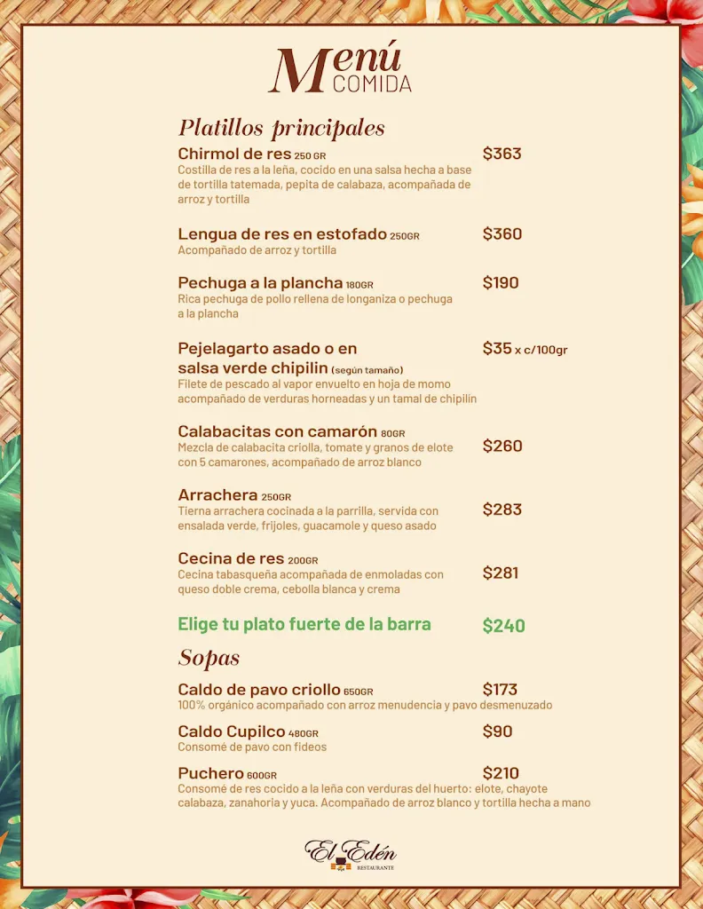 Menu_Restaurante El Edén_Villahermosa_image_4