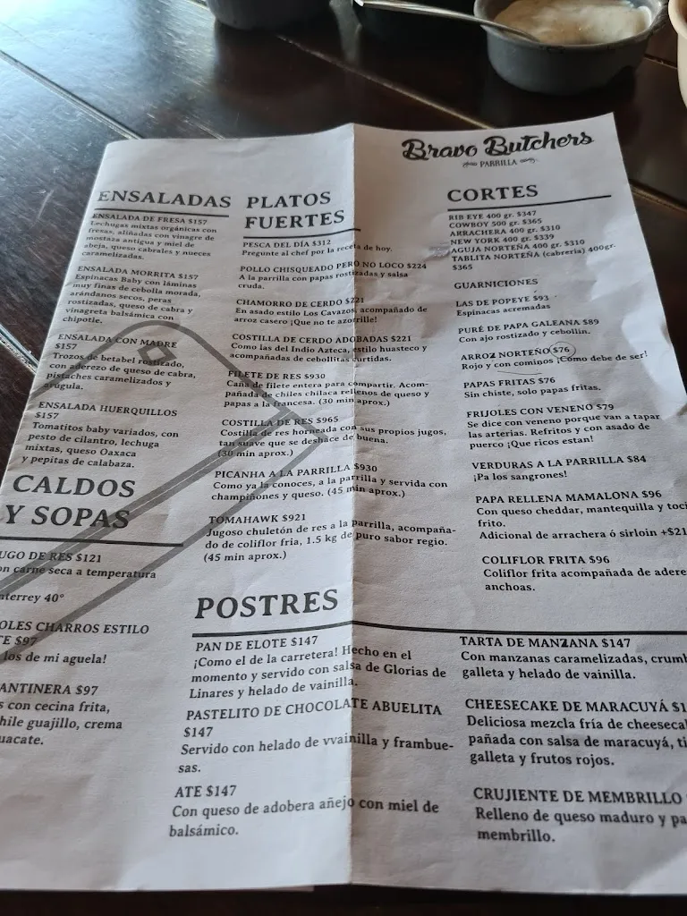 Menu_Bravo Butchers_Villahermosa_image_1