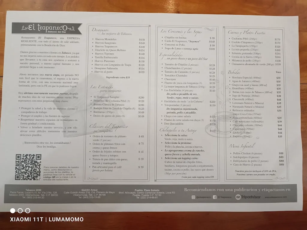 Menu_El Teapaneco_Villahermosa_image_2