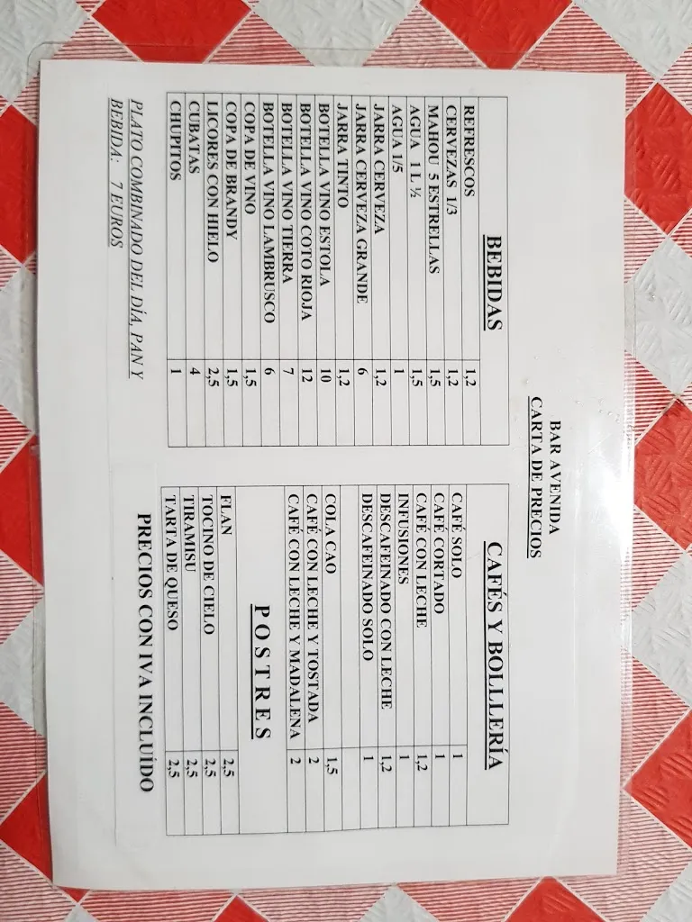 Menu_Café Bar Avenida Los Tejeros_Pozo Cañada_image_2