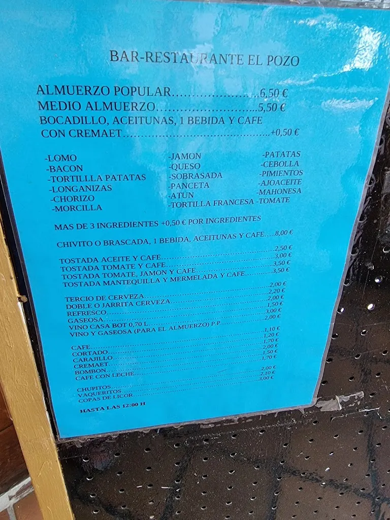 Menu_Bar Restaurante El Pozo de La Cañada_Pozo Cañada_image_2