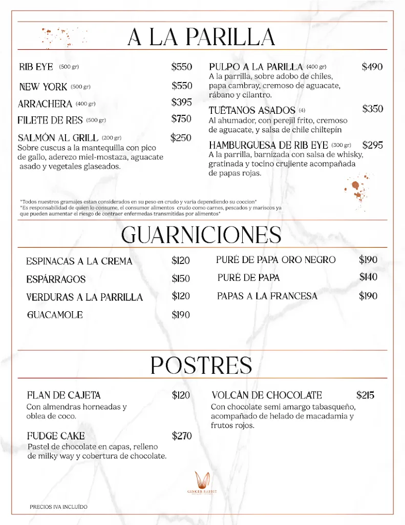 Menu_Ginger Rabbit. Distillery + Kitchen_Villahermosa_image_1