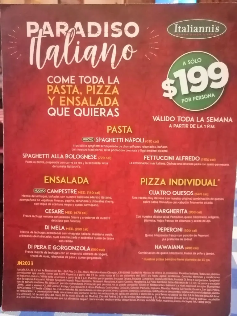 Italianni's Villahermosa Altabrisa Tabasco_Villahermosa_menu_image_1