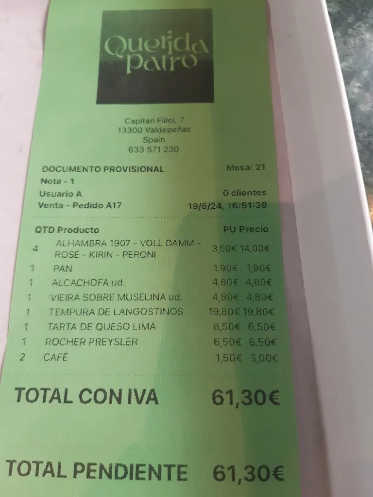 Menu_“Querida Patro“ Experiencia Gastronómica_Valdepeñas_immagine_2