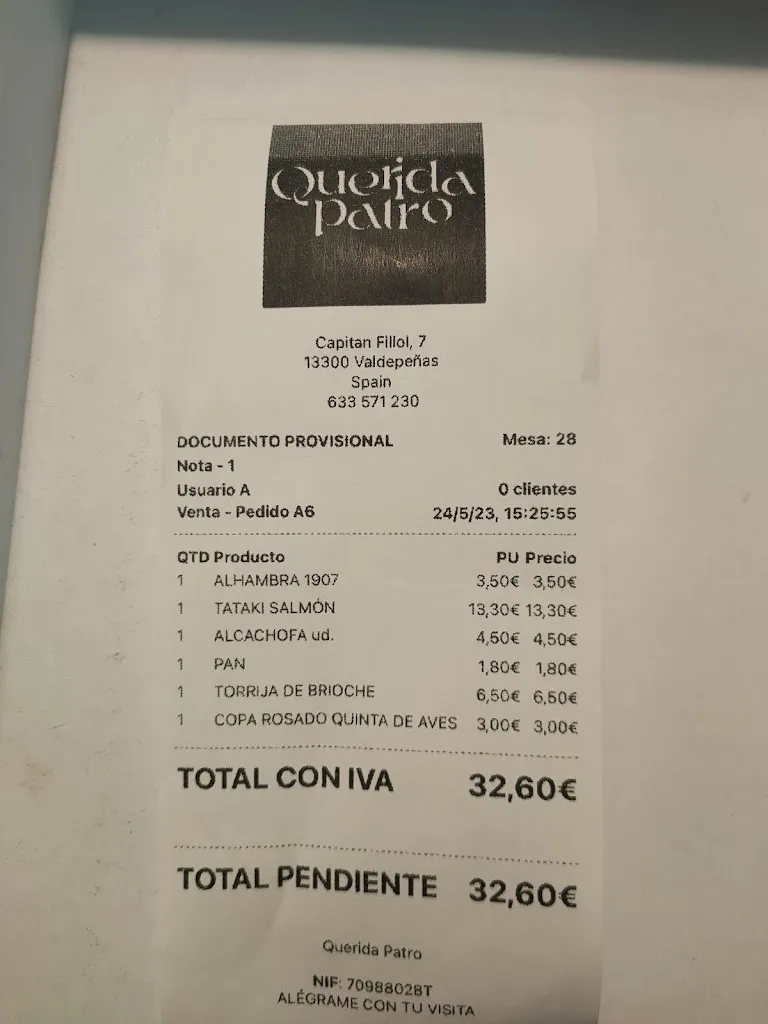 Menu_“Querida Patro“ Experiencia Gastronómica_Valdepeñas_immagine_3