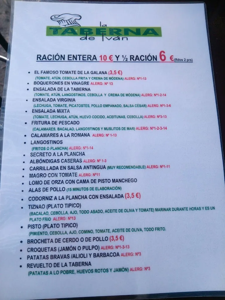 Menu_La Taberna de Iván (Taberna)_Valdepeñas_immagine_2