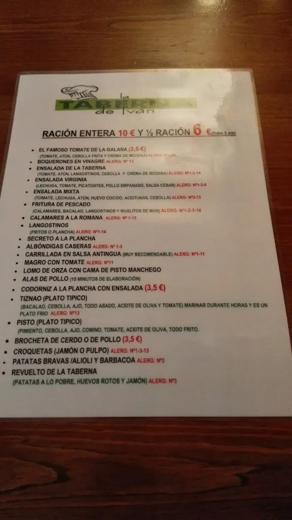 Menu_La Taberna de Iván (Taberna)_Valdepeñas_immagine_4