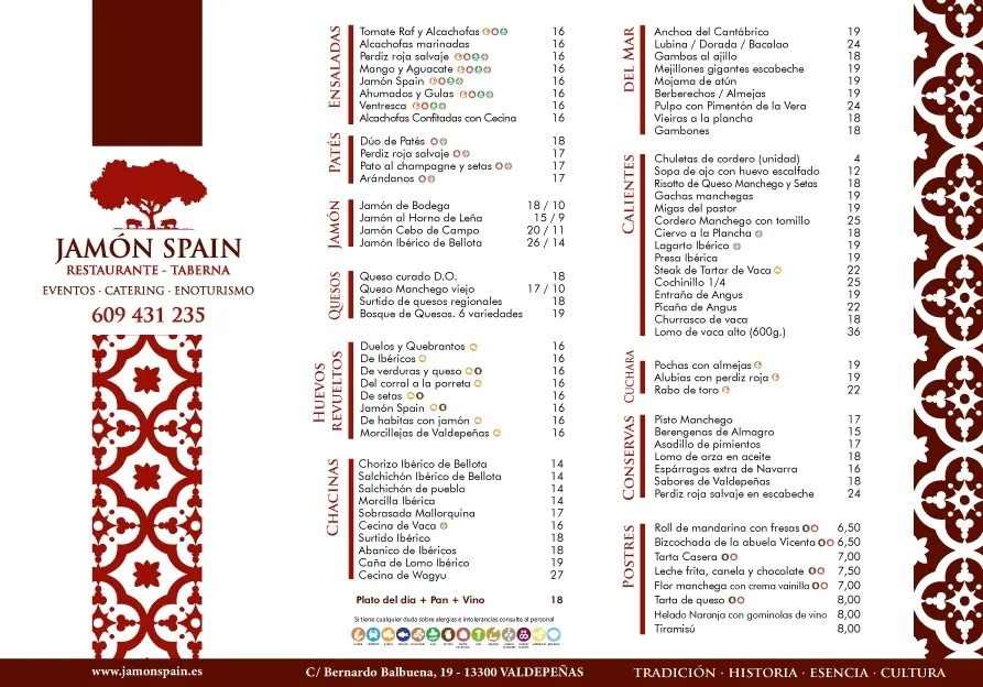 Menu_Restaurante JAMON SPAIN_Valdepeñas_image_1