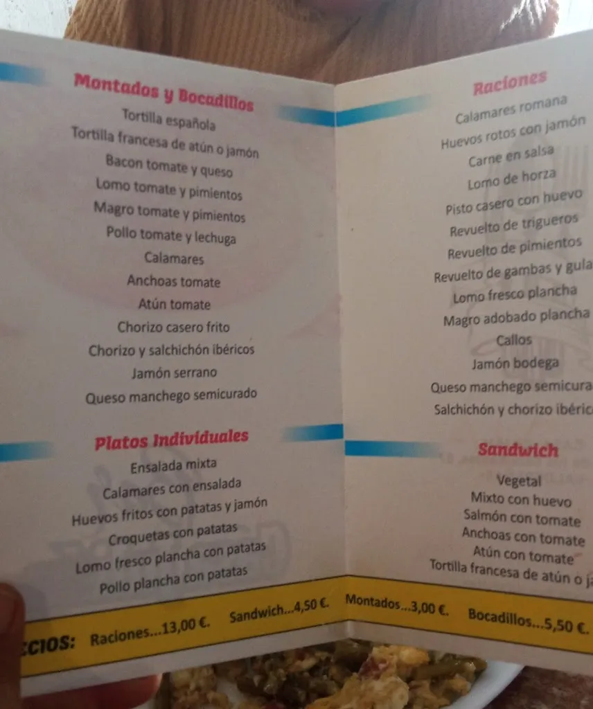 Menü_Bar Casa Julián_Valdepeñas_Bild_3