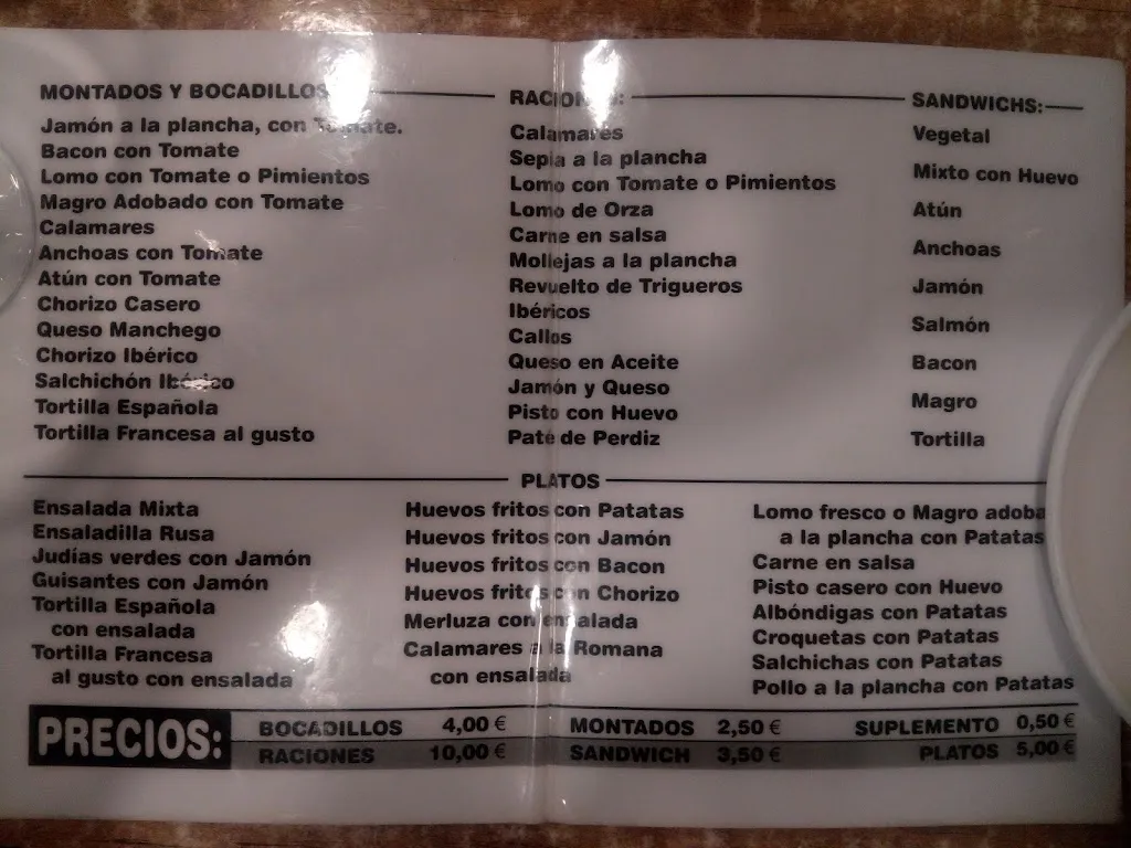 Menü_Bar Casa Julián_Valdepeñas_Bild_4