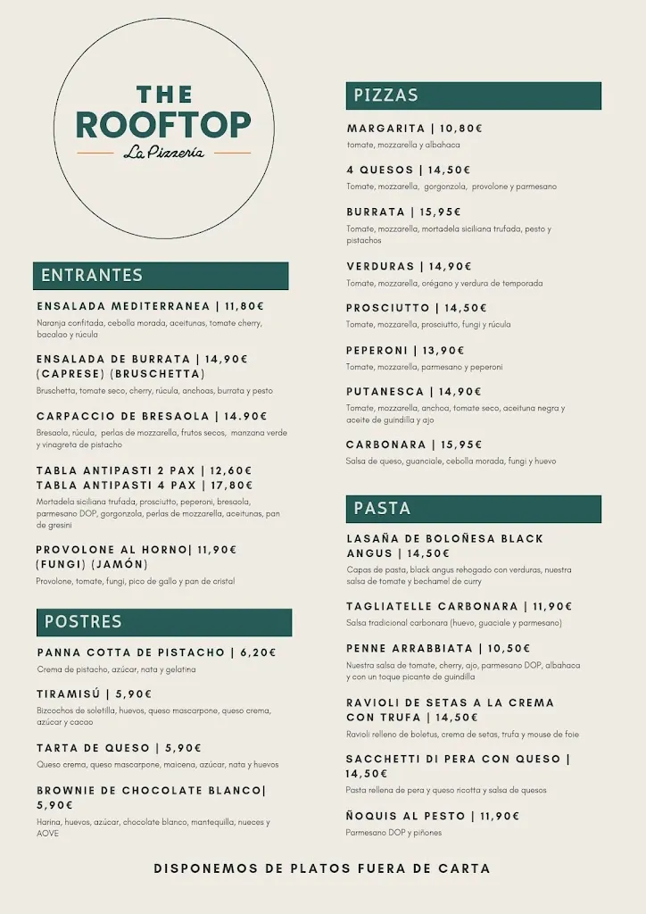 Menu_Pizzería The Rooftop_Valdepeñas_image_1