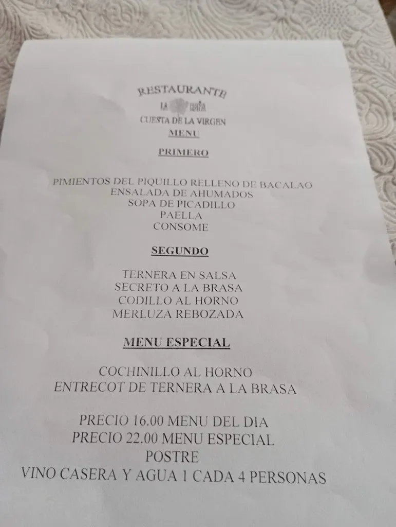 Menu_Restaurante Cuesta de la Virgen - 