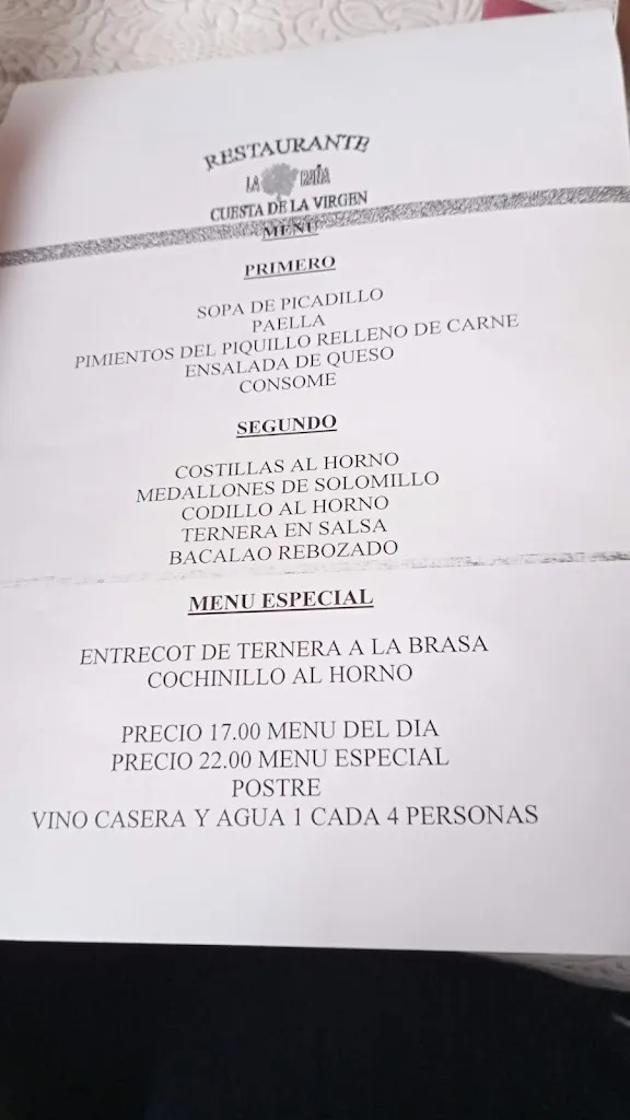 Menu_Restaurante Cuesta de la Virgen - 