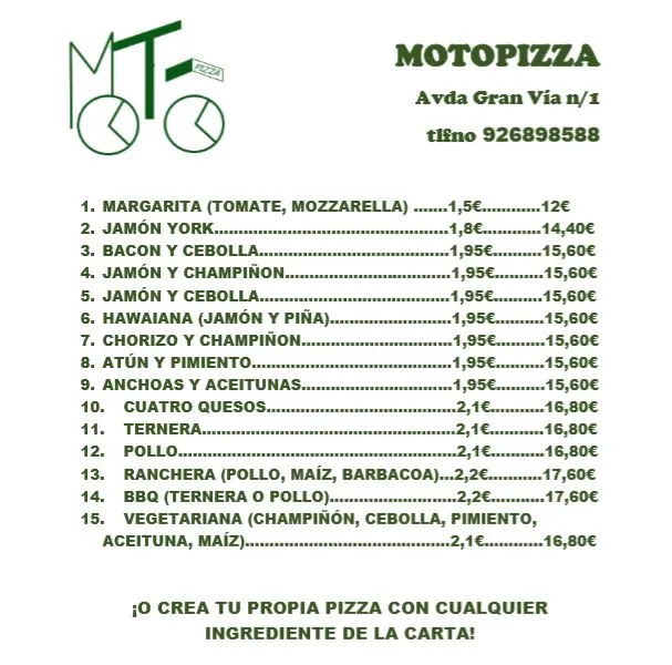 Menu_Restaurante Moto Pizza_Villarrubia de los Ojos_immagine_1