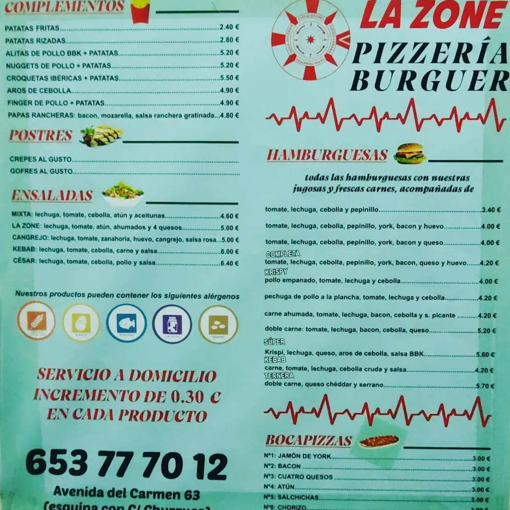 Menu_Pizzería LA ZONE_Villarrubia de los Ojos_immagine_3