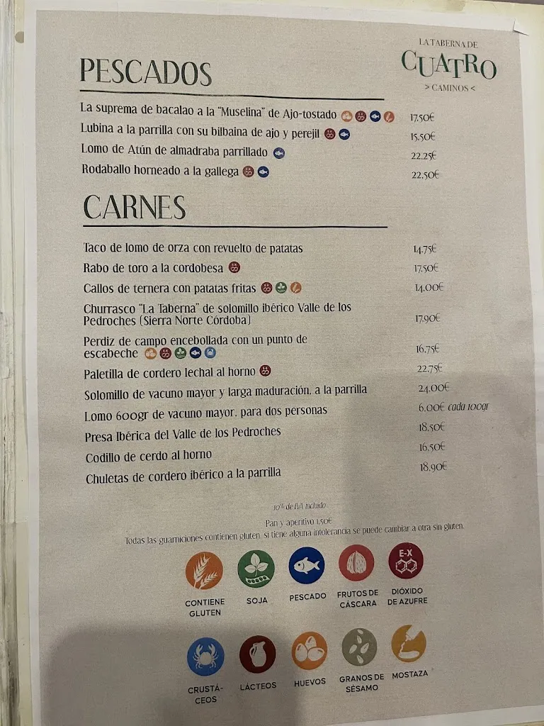 Menu_La Taberna de Cuatro Caminos_Almodóvar del Río_image_3