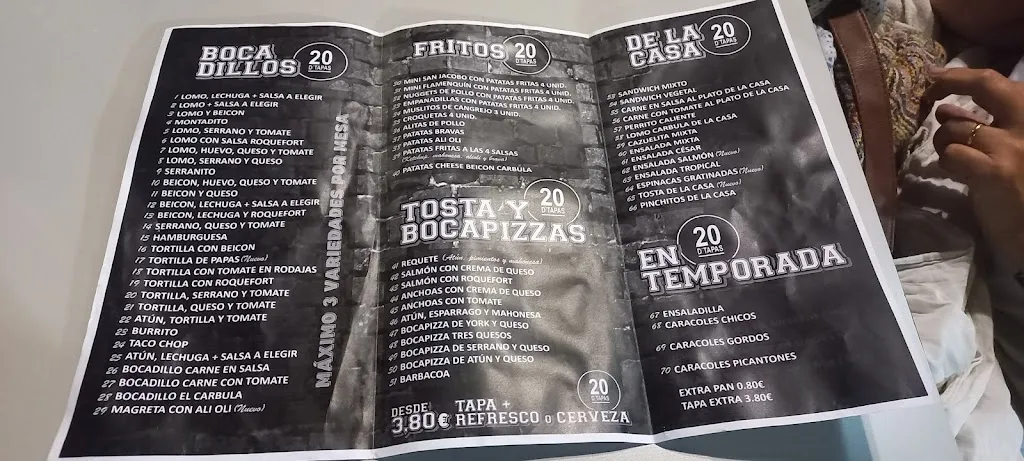 Menu_Bar de tapas 20 D' tapas_Almodóvar del Río_image_2