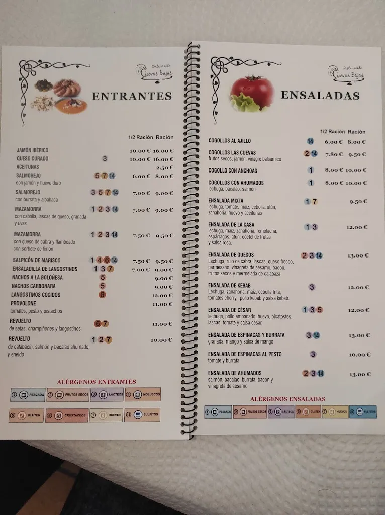 Menu_Restaurante Cuevas Bajas_Almodóvar del Río_immagine_2