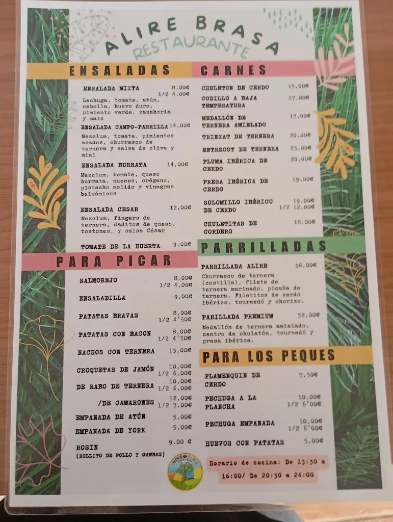 Menu_Bar Restaurante Alire Brasa_Castro del Río_image_3