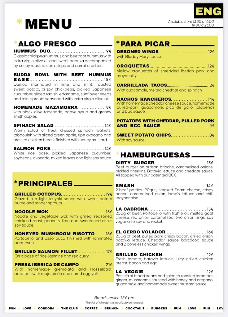 Menu_The Club_Córdoba_immagine_2