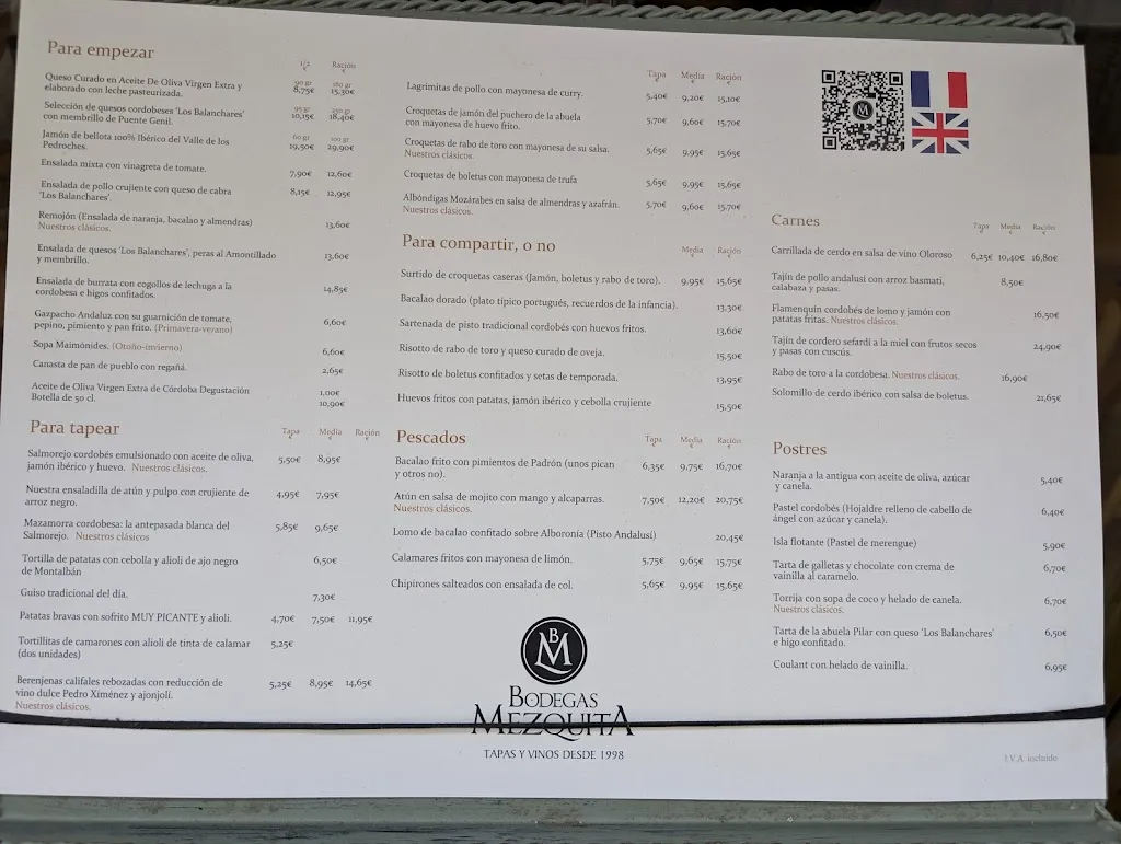 Menu_Bodegas Mezquita Céspedes_Córdoba_immagine_2