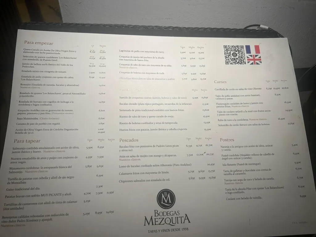 Menu_Bodegas Mezquita Ribera_Córdoba_image_3