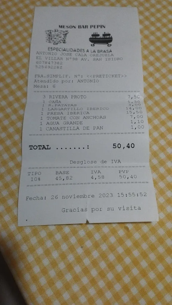 JESUS CALLEJA_Meson-Bar Pepin -Abichuela-_Fuente Palmera_review