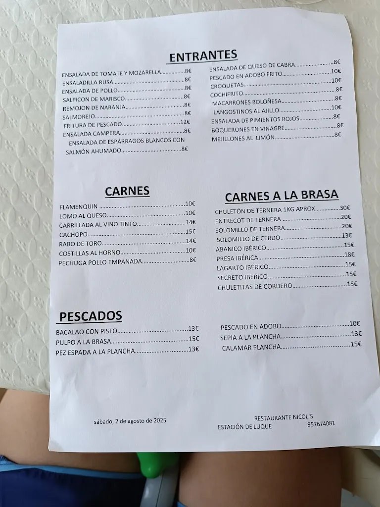 Menu_Hostal Restaurante Nicol's_Luque_image_1