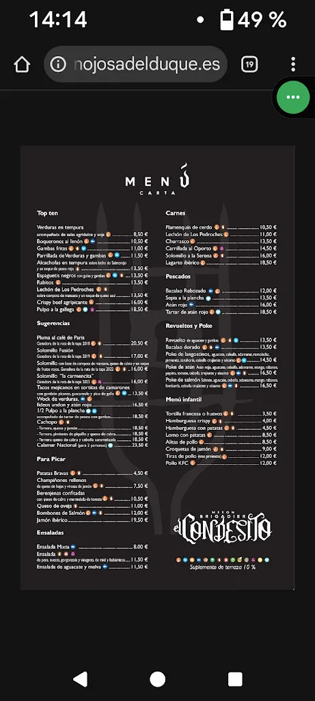 Menu_Mesón Brigadier El Condesito_Hinojosa del Duque_image_1